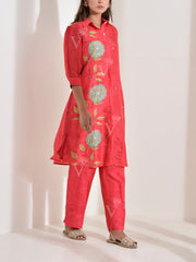 Red Vasansi Silk Co Ord Set