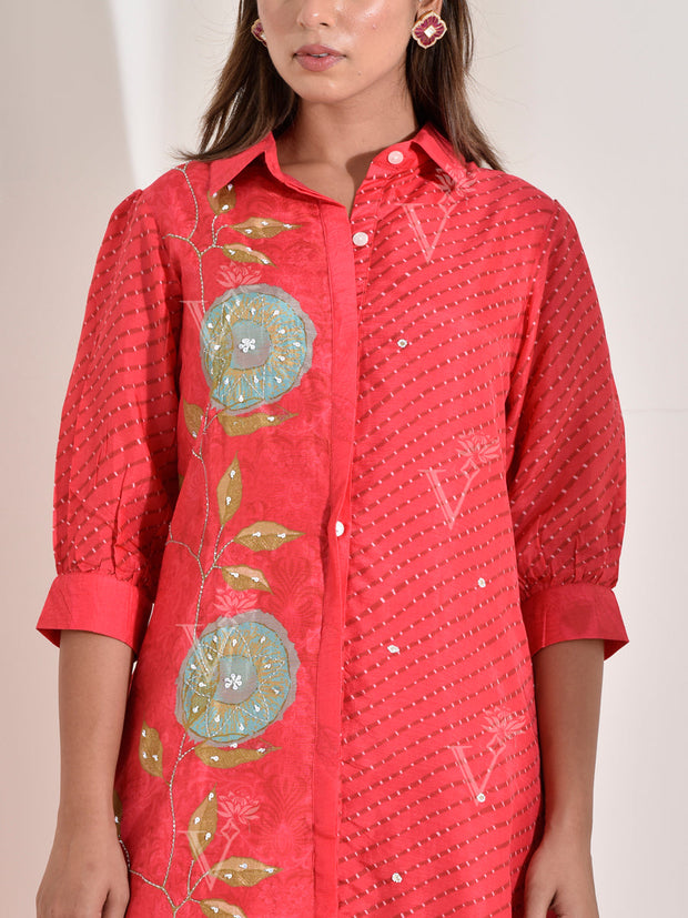 Red Vasansi Silk Co Ord Set