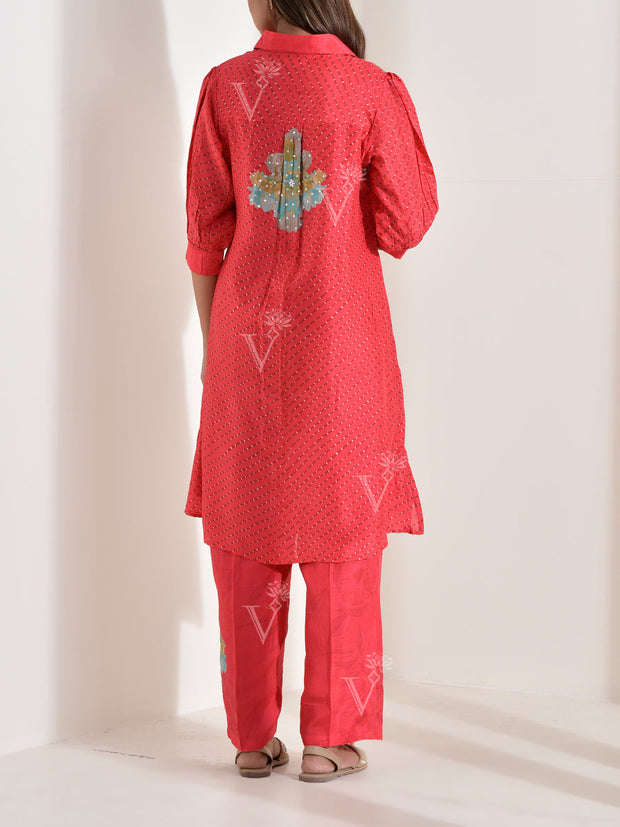 Red Vasansi Silk Co Ord Set