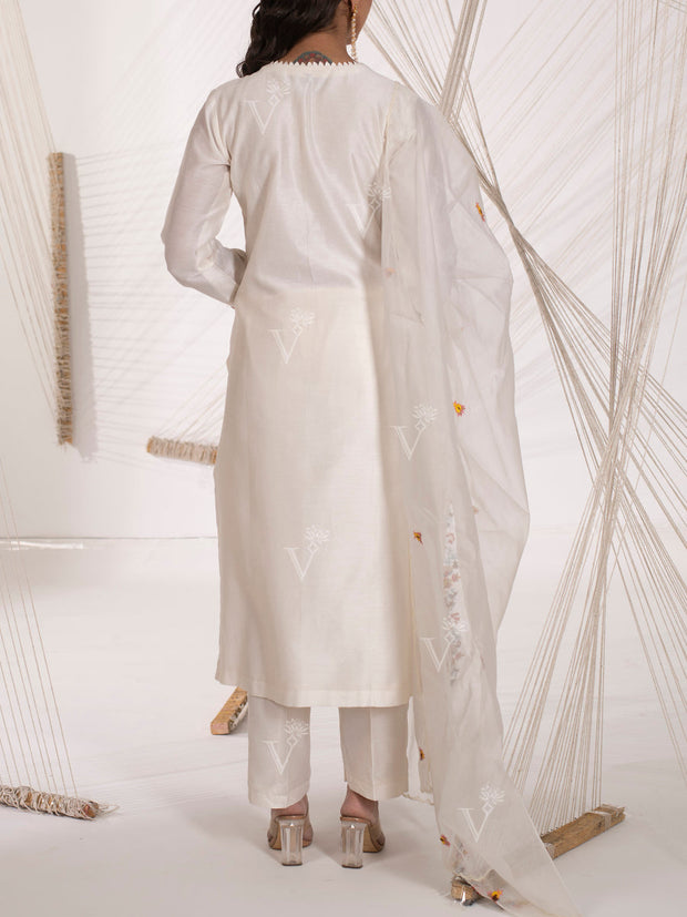 Off-white Chanderi Silk Suit Set