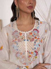 Off-white Chanderi Silk Suit Set