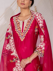 Rani Pink Chanderi Silk Suit Set