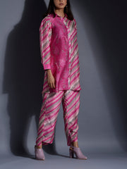 Pink Vasansi Silk Leheriya Co Ord Set
