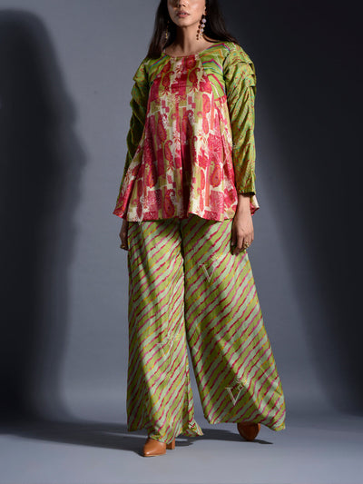 Green Vasansi Silk Leheriya Co Ord set