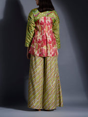 Green Vasansi Silk Leheriya Co Ord set