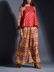Red Vasansi Silk Leheriya Co Ord Set