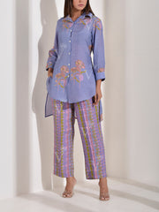 Lavender Vasansi Silk Printed Co Ord Set