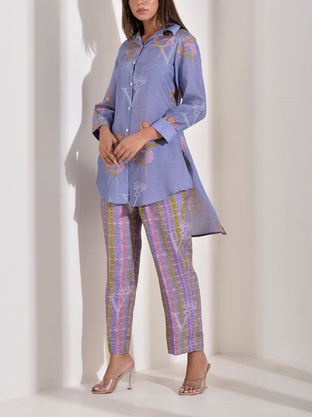 Lavender Vasansi Silk Printed Co Ord Set