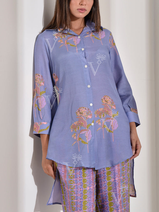 Lavender Vasansi Silk Printed Co Ord Set