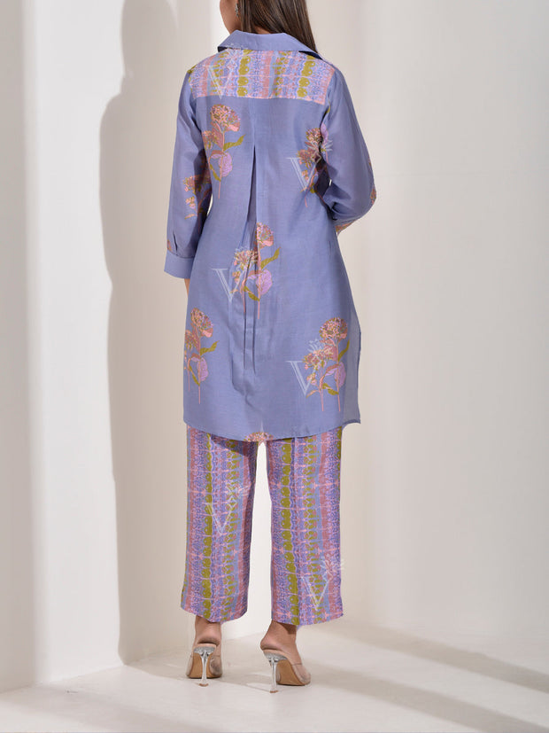Lavender Vasansi Silk Printed Co Ord Set