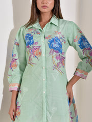 Green Vasansi Silk Printed Co Ord Set
