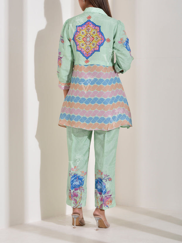 Green Vasansi Silk Printed Co Ord Set