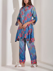 Blue Vasansi Silk Printed Co Ord Set
