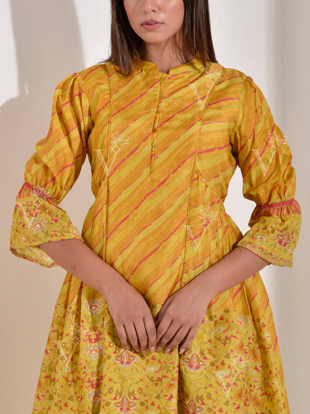 Yellow Leheriya Printed Co Ord Set