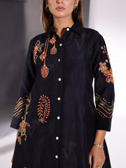 Black Embroidered Vasansi Silk Co Ord Set