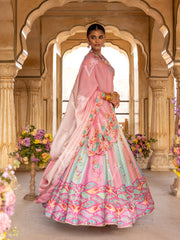 Pastel Vasansi Silk Printed Lehenga Set