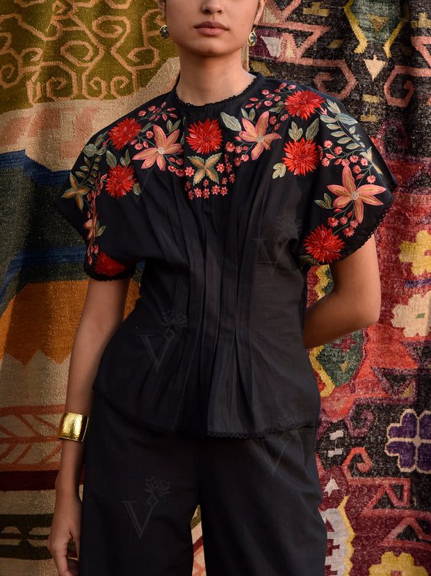 Black Cotton Top and Pant Set