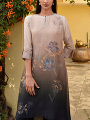 Black and Off-White Vasansi Silk Printed Co Ord Set