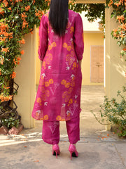 Fuchsia Pink Vasansi Silk Printed Co Ord Set