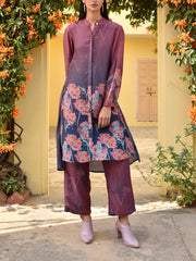 Blue and Rose Dust Vasansi Silk Printed Co Ord Set