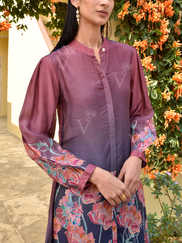 Blue and Rose Dust Vasansi Silk Printed Co Ord Set