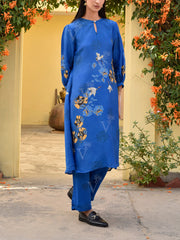 Azure Blue Vasansi Silk Printed Co Ord Set