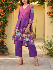 Purple Vasansi Silk Printed Co Ord Set