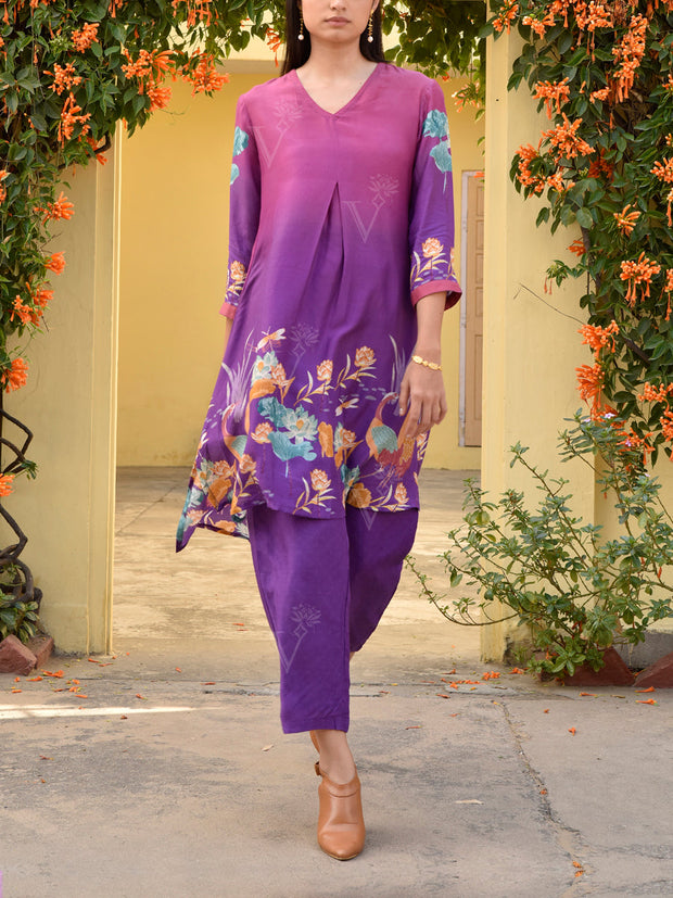 Purple Vasansi Silk Printed Co Ord Set
