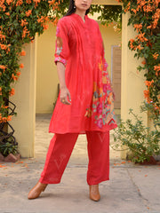 Scarlet Red Vasansi Silk Printed Co Ord Set