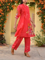 Scarlet Red Vasansi Silk Printed Co Ord Set