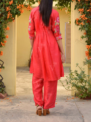 Scarlet Red Vasansi Silk Printed Co Ord Set