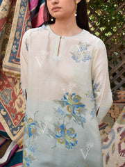 Sage Green and Off-White Vasansi Silk Printed Co Ord Set