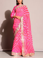 Pink Leheriya Saree