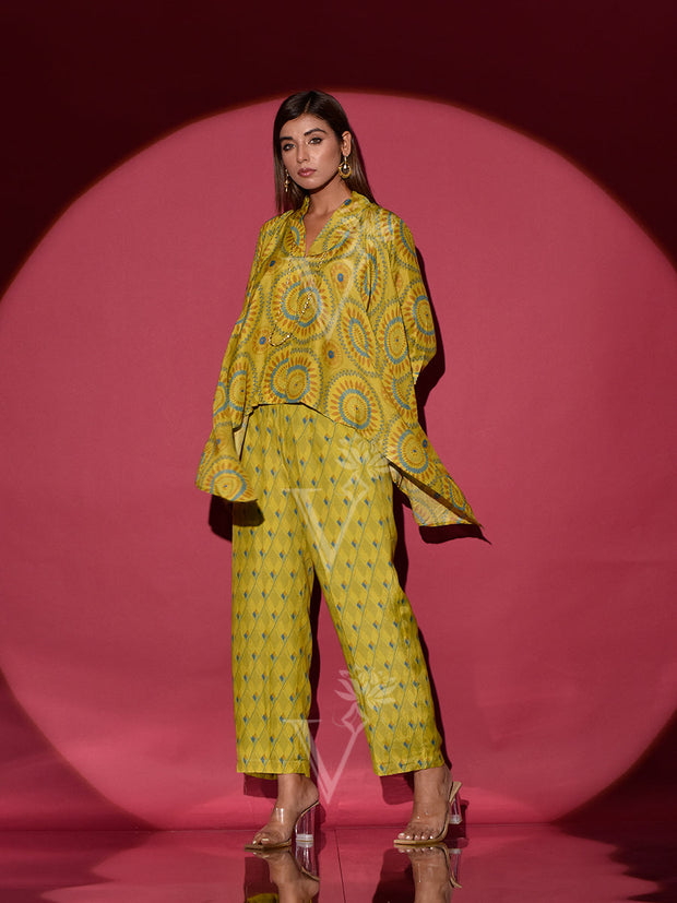 Lime Green Vasansi Silk Co Ord Set