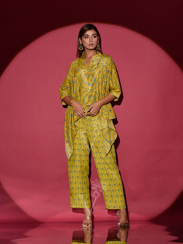 Lime Green Vasansi Silk Co Ord Set