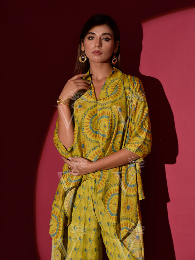 Lime Green Vasansi Silk Co Ord Set
