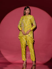 Olive Green Leheriya Vasansi Silk Co Ord Set