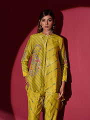 Olive Green Leheriya Vasansi Silk Co Ord Set