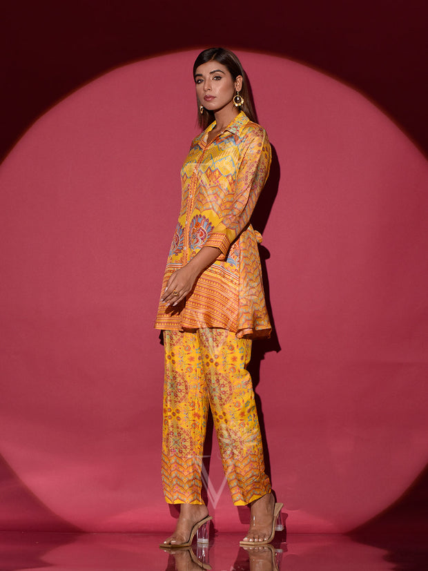 Yellow Vasansi Silk Printed Co Ord Set