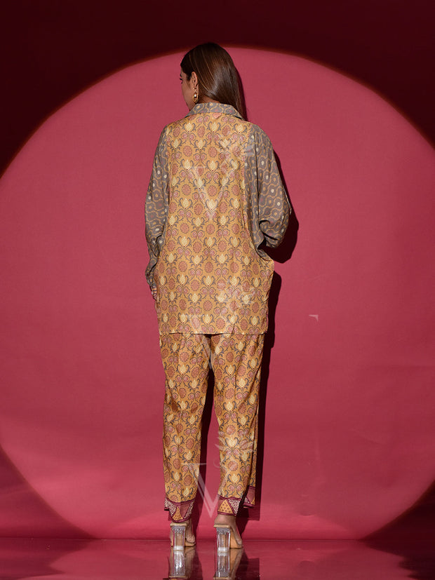 Brown Vasansi Silk Printed Co Ord Set