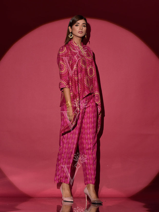 Ruby Pink Vasansi Silk Printed Co Ord Set