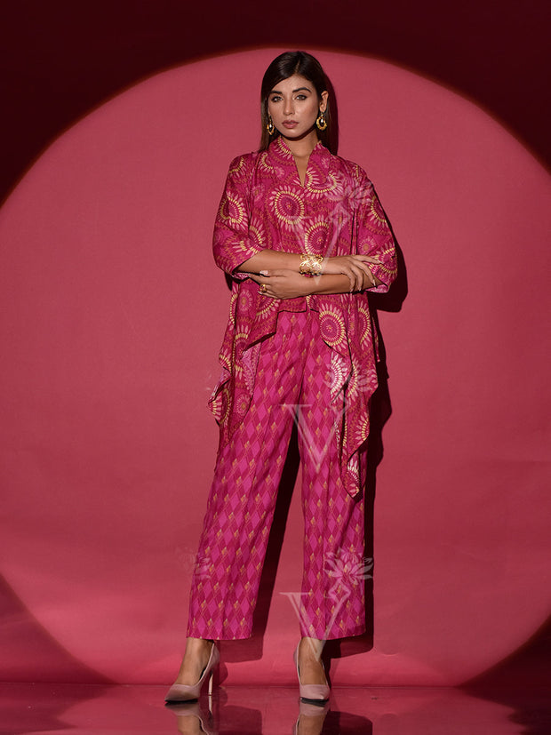 Ruby Pink Vasansi Silk Printed Co Ord Set