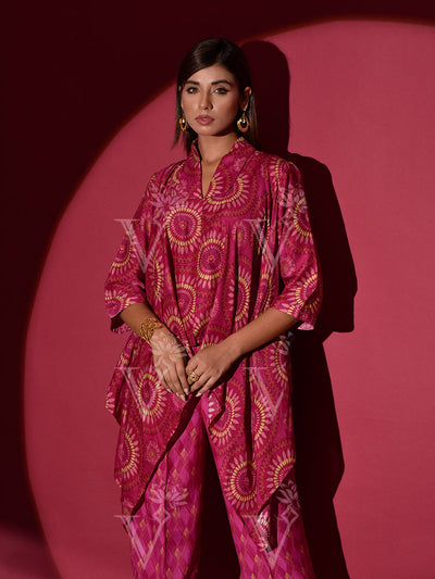 Ruby Pink Vasansi Silk Printed Co Ord Set