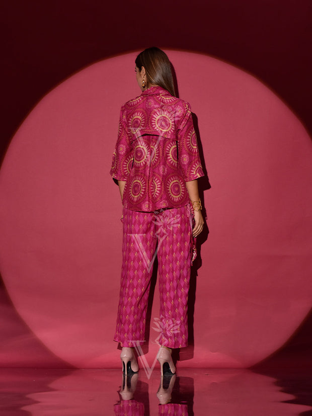 Ruby Pink Vasansi Silk Printed Co Ord Set