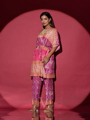 Purple Vasansi Silk Printed Kaftan Set