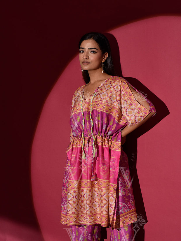 Purple Vasansi Silk Printed Kaftan Set