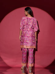 Purple Vasansi Silk Printed Kaftan Set