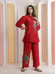 Red Vasansi Silk Pant  Set