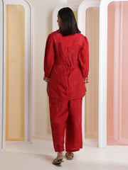 Red Vasansi Silk Pant  Set