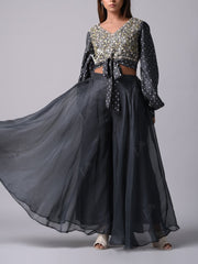 Grey Silk Palazzo Set